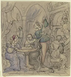 Salon Prints: Lute player in historical costume