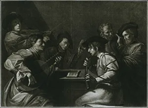 Lute, violin and black (curved) zink; Italian engraving of the year 1784, 1948