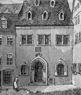 Saxony Anhalt Prints: The Luther Celebration in Germany: house in which Luther died at Eisleben