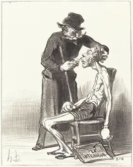 Boxing Prints: Un lutteur malheureux, 1851. Creator: Honore Daumier