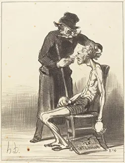 Boxing Prints: Un lutteur malheureux, 1851. Creator: Honore Daumier