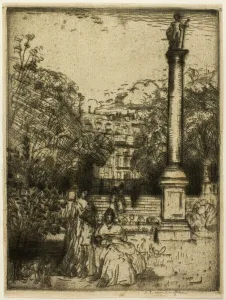 Maclaughlan Donald Shaw Prints: Luxembourg Column, Paris, 1900. Creator: Donald Shaw MacLaughlan