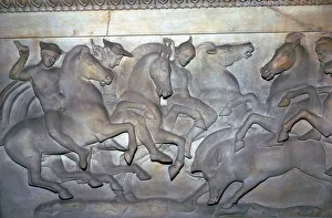 Detail from a Lycian sarcophagus of a boar hunt, 5th century BC