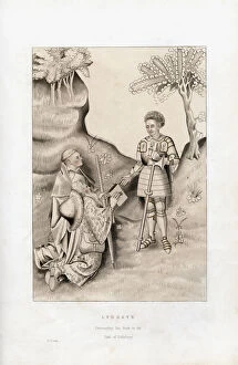 Lydgate presenting his book to the Earl of Salisbury, 1426, (1843).Artist: Henry Shaw