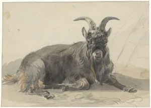 Wary Prints: Lying black goat, 1799-1869. Creator: Jan van Ravenswaay