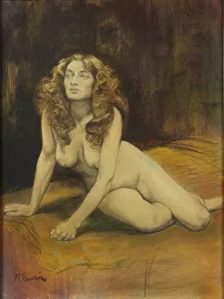 Pastel On Paper Gallery: Lying Female Nude, c. 1895. Creator: Maurin, Charles (1856-1914)