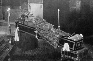 Lying in State, the Late Armenian Patriarch'.Artist: The American Colony Lying in State, the Late Armenian Patriarch'.Artist: The American Colony
