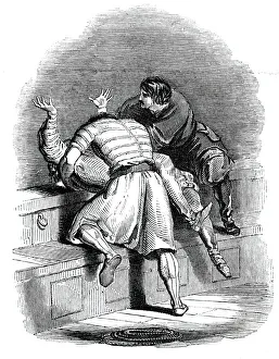 Lynch Fitz-Stephen and Phelim throw Don Sebastian overboard, 1844. Creator: Unknown Lynch Fitz-Stephen and Phelim throw Don Sebastian overboard, 1844. Creator: Unknown