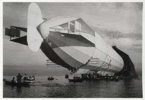 LZ 6 entering a floating hanger, Halle, Germany, c1909-1910 (1933)
