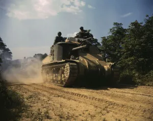 M-3 tanks in action, Ft. Knox. Ky. 1942. Creator: Alfred T Palmer