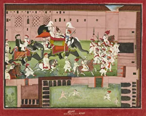 Indian Miniature Collection: M. Balwant Singh with Colonel Borthwick, dated 1825. Creator: Baijnath