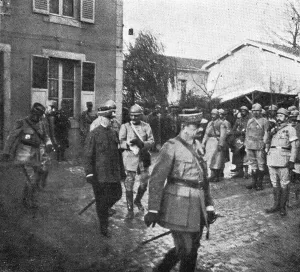 M. Poincare a Verdun; avant la remise des decorations, 1916. Creator: Unknown
