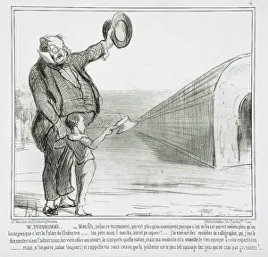 Boasting Prints: M. Prudhomme - Mon fils, salute ce monument... 1855. Creator: Honore Daumier