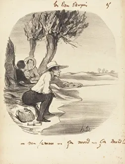 Relaxation Prints: Ma femme... ca mord... ca mord!, 1846. Creator: Honore Daumier