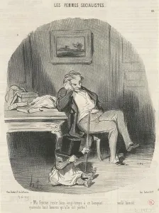 Ma femme reste bien longtemps a ce banquet... 19th century. Creator: Honore Daumier