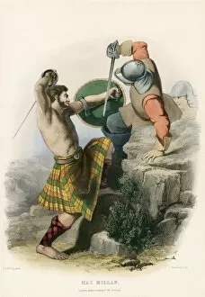 Basket Hilted Sword Gallery: Mac Millan, from The Clans of the Scottish Highlands, pub. 1845 (colour lithograph)