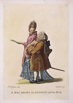 Macaroni Prints: A macarony alderman and his rib, c1770. Artist: James Caldwall