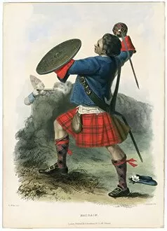 Basket Hilted Sword Gallery: Macbain, from The Clans of the Scottish Highlands, pub. 1845 (colour lithograph)