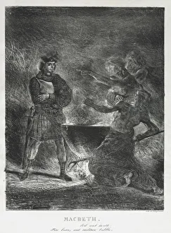 1798 1863 Prints: Macbeth Consulting the Witches, 1825. Creator: Eugene Delacroix (French, 1798-1863)