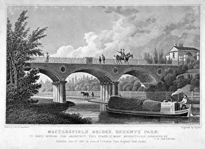 Regents Park Prints: Macclesfield Bridge, Regents Park, Marylebone, London, 1827. Artist: R Acon