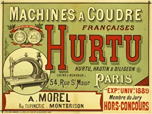 Dressmaker Prints: Machines à coudre françaises Hurtu, 1889. Creator: Anonymous