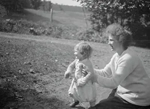 Life Event Prints: MacKaye, Percy, Mrs. and child, outdoors, 1927 Creator: Arnold Genthe