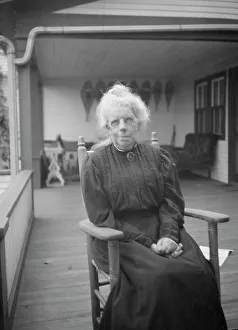 La Vieillesse Prints: MacKaye, Steele, Mrs. seated outdoors, 1927 Creator: Arnold Genthe