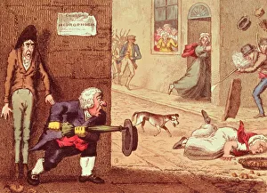 1826 Prints: Mad Dog, pub. 1826 (hand coloured etching)