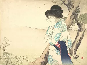 Sadness Gallery: The Mad Woman of Yawata (Yawata no kyojo) from kuchie (frontispiece) of a novel, ca. 1905