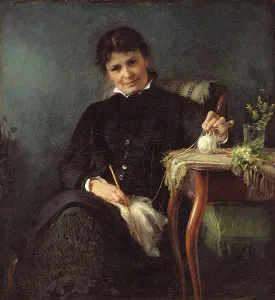 Ball Of Wool Prints: Madam Anna Seekamp, the Artist's Sister, 1882. Creator: Bertha Wegmann