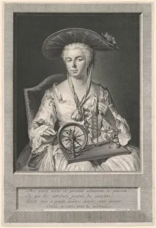 Madame Arlon Spinning Silk, 1739. Creator: Jean Joseph Balechou Madame Arlon Spinning Silk, 1739. Creator: Jean Joseph Balechou