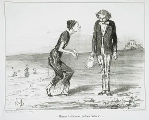 On Holiday Prints: Madame la Baronne, j'ai bien l'honneur!, 1853. Creator: Honore Daumier