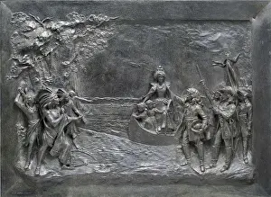 Canoe Prints: Madame de la Mothe Cadillac Memorial Tablet, c1903. Creator: Carlo Romanelli