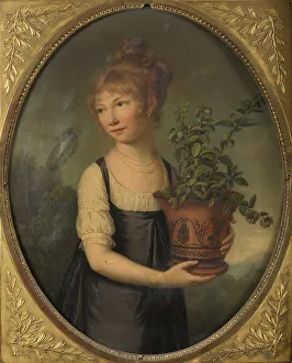 Madame Larsonnier, nee Edmee Gabiou as a little girl with an Etruscan vase