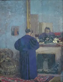 Edouard Prints: Madame Vuillard by the Fireplace, 1895. Creator: Edouard Vuillard