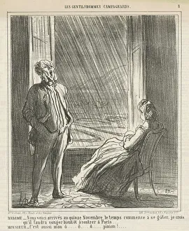 Looking Out Prints: Madame...Nous voici... au quinze Novembre, 19th century. Creator: Honore Daumier