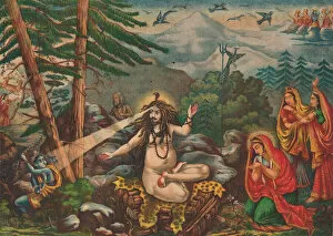 Images Dated 16th October 2020: Madan-Bhasma (Shiva Turns Kama to Ashes), 1890. Creator: Unknown