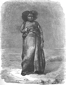 Malagasy Prints: A Madegasse widow; A Birds-eye View of Madagascar, 1875. Creator: M.D Charnay
