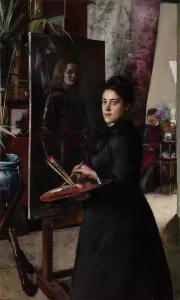 Smith Prints: Madeleine Smith at the easel, c1890. Creator: Roederstein, Ottilie Wilhelmine (1859-1937)