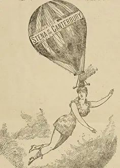 Gas Balloon Prints: Mademoiselle Stena, balloon performances at the Canterbury Theatre, 1886. Creator: Unknown