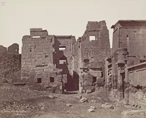 Henri Bechard Prints: Madinet Habu, Exterior of the Entrance Gate of Mortuary Temple of Ramesses III