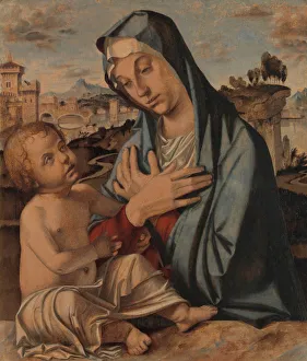 Adored Prints: Madonna Adoring the Child. Creator: Bartolomeo Montagna