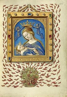 Gemstones Prints: The Madonna of the Burning Bush; Book of Hours, about 1480-1490. Creator: Georges Trubert