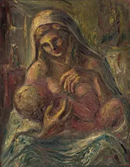 Breastfeeding Prints: Madonna and Child, 1944. Creator: Ludovit Varga
