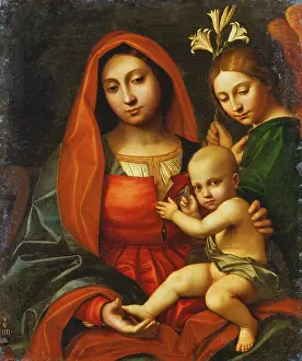 Symbolic Prints: Madonna and Child with an Angel, 1519. Creator: Cavazzola