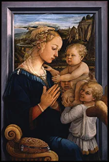 Angels Prints: Madonna and Child with two Angels, 1460s. Artist: Lippi, Fra Filippo (1406-1469)