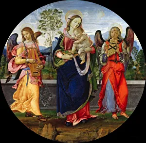Staatliche Museen Prints: Madonna and Child with two angels playing music