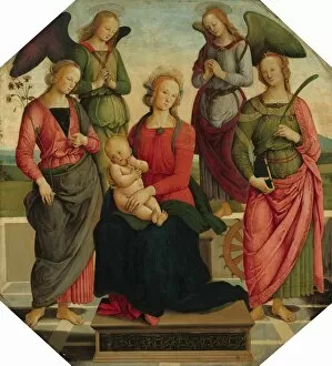 St Catherine Of Alexandria Gallery: Madonna and Child with Two Angels, Saint Rose, and Saint Catherine of Alexandria