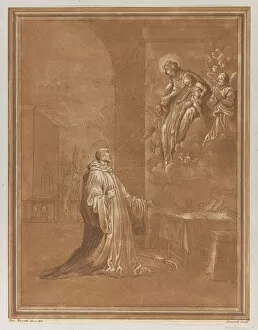 Saint Bernard Gallery: Madonna and child appearing before a kneeling saint, after Bernardino Poccetti, ca. 1766
