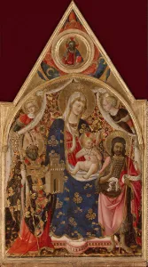 Madonna and Child, with a Bishop, St John the Baptist and Angels, Early 15th cen Madonna and Child, with a Bishop, St John the Baptist and Angels, Early 15th cen